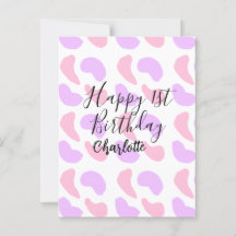 Pink purple abstracts shapes happy 1st birthday na