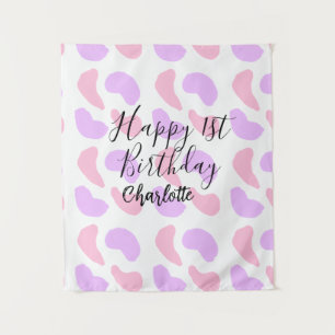 Pink purple abstracts shapes happy 1st birthday na tapestry
