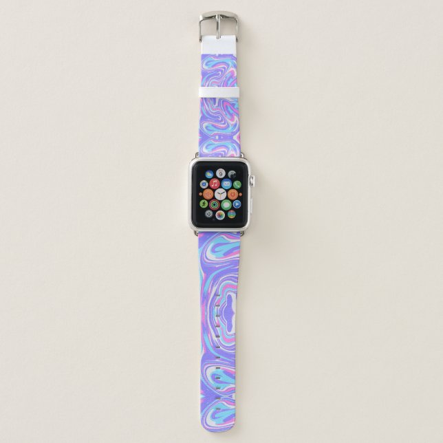 Pink Purple acrylic pour marble pattern simple Thr Apple Watch Band (Front)