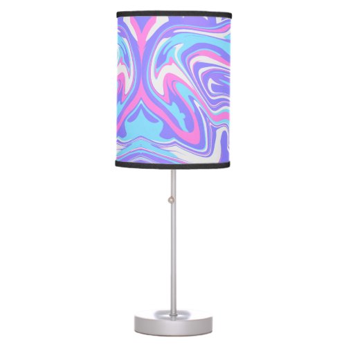 Pink Purple acrylic pour marble pattern simple Thr Table Lamp