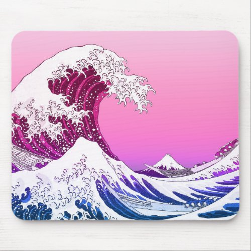 Pink Purple Aesthetic Great Wave Mouse Pad