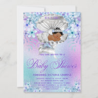 Pink Purple African Mermaid Baby Shower Invitation