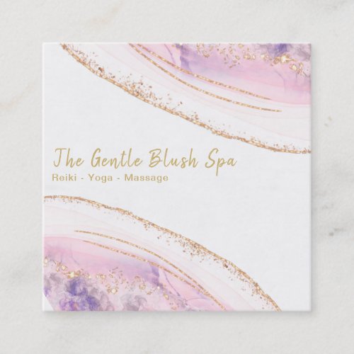  Pink Purple AGATE Crystal Gold Glitter Square Business Card