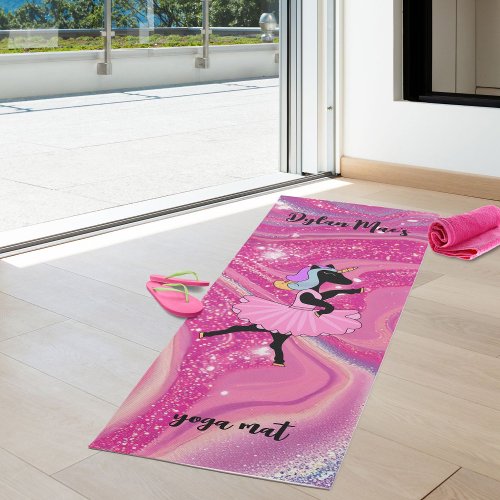 Pink purple agate with ballerina unicorn yoga mat