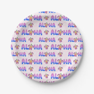 Pink Purple Aloha Hawaiian Tropical Turtle Paper Plates
