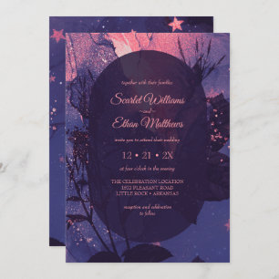 Pink Purple Alternative Gothic Luxury Wedding Invitation