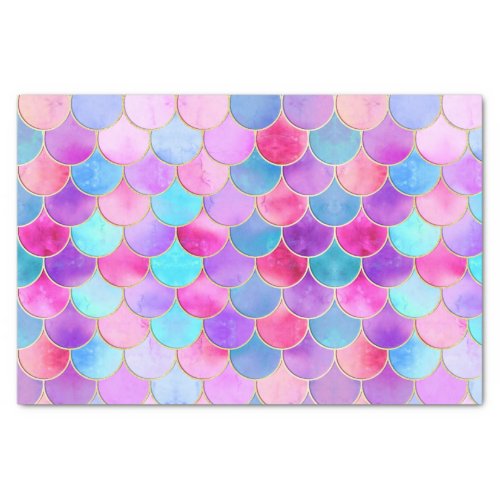 Pink Purple and Aqua Mermaid Scale Pattern Tissue Paper