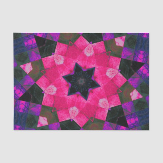 Pink Purple and Black Kaleidoscope Tissue Paper (Front)