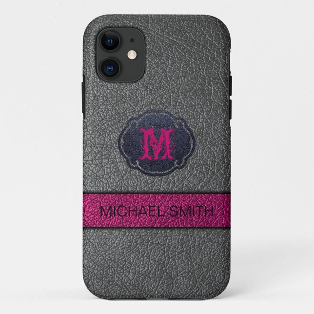 Pink Purple and Black Leather Case-Mate iPhone Case (Back)