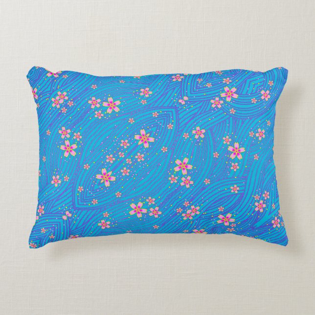 pink purple and blue accent pillow (Front)