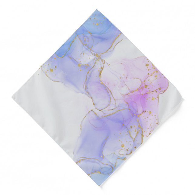 Pink, Purple and Blue Alcohol Ink Bandana (Front)
