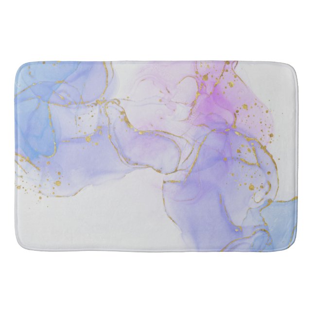 Pink, Purple and Blue Alcohol Ink Bath Mat (Front)