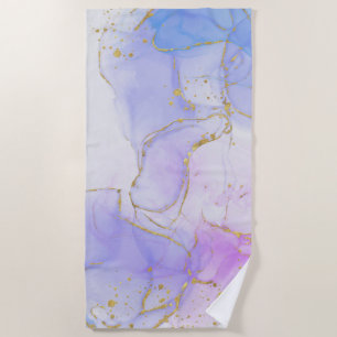 Pink, Purple and Blue Alcohol Ink Beach Towel