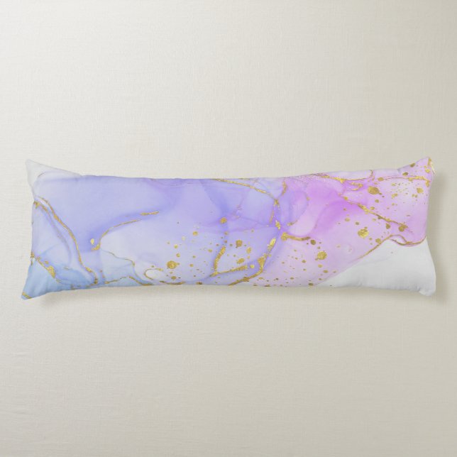 Pink, Purple and Blue Alcohol Ink Body Pillow (Front)