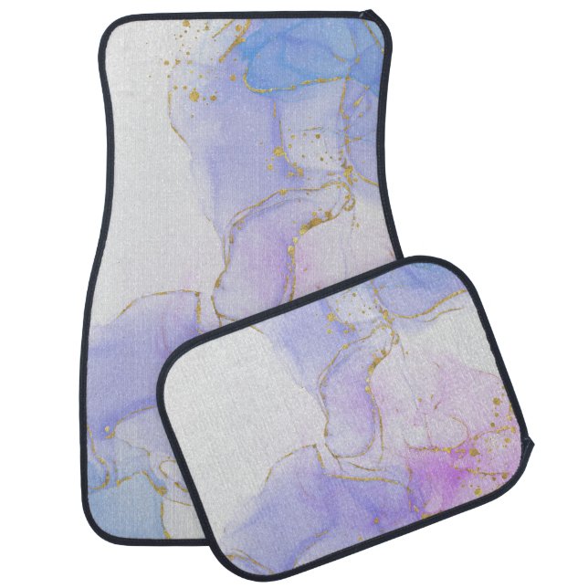 Pink, Purple and Blue Alcohol Ink Car Floor Mat (Set)