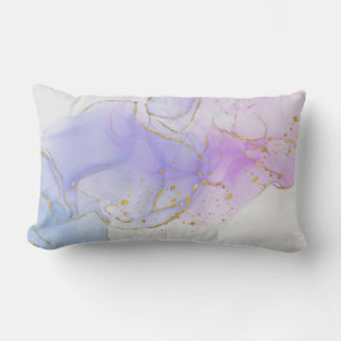 Pink, Purple and Blue Alcohol Ink Lumbar Pillow