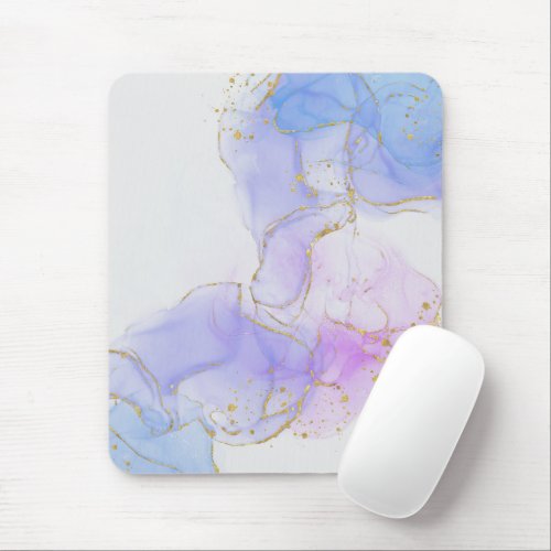 Pink Purple and Blue Alcohol Ink Mouse Pad