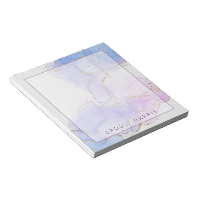 Pink, Purple and Blue Alcohol Ink Personalized Notepad (Angled)