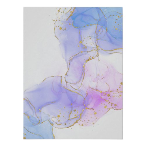 Pink Purple and Blue Alcohol Ink Poster