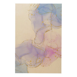 Pink, Purple and Blue Alcohol Ink Wood Wall Art