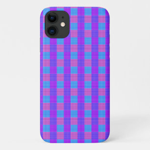 Pink Purple And Blue Checked Tartan, iPhone 11 Case