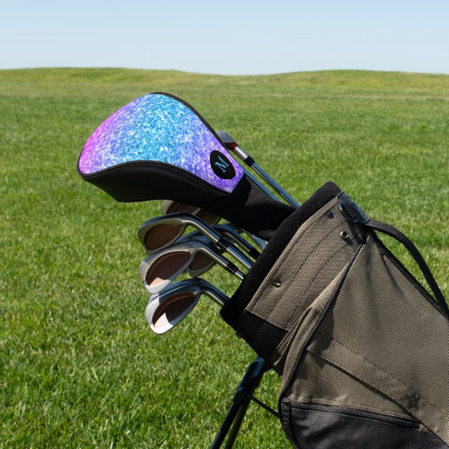 Pink, purple and blue glitter texture gradient golf head cover (In Situ)