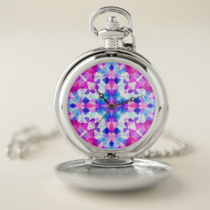 pink purple and blue mandala pocket watch