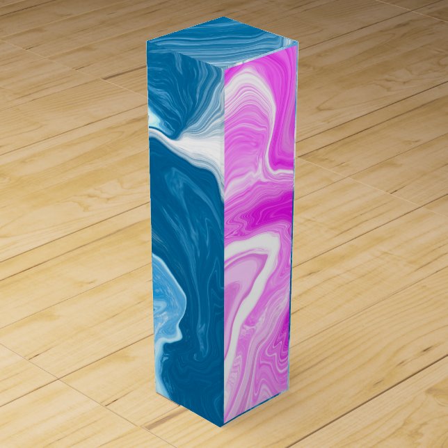 Pink, Purple and Blue Marble Swirls    Wine Box (Front)
