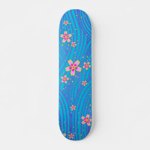 pink purple and blue skateboard