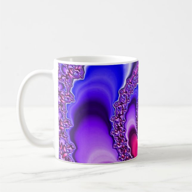 Pink Purple and Blue Spiral Fractal Art Coffee Mug (Left)