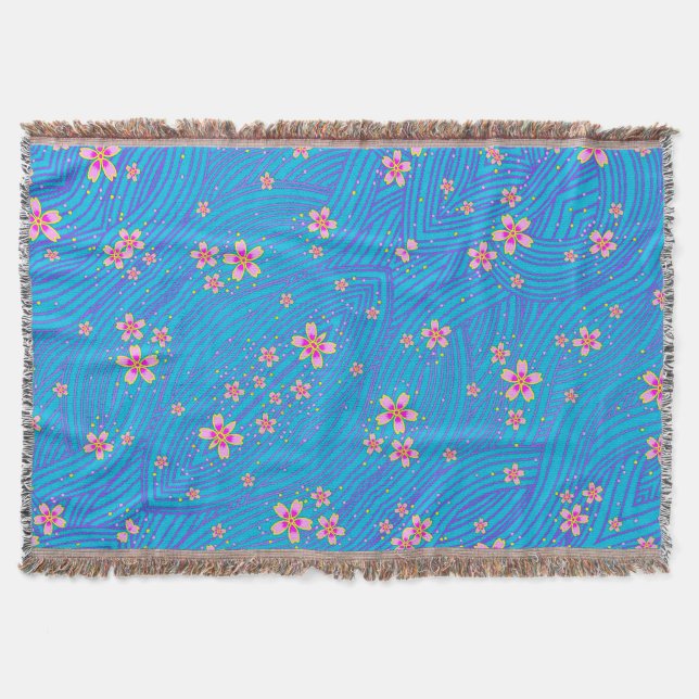 pink purple and blue throw blanket (Front)