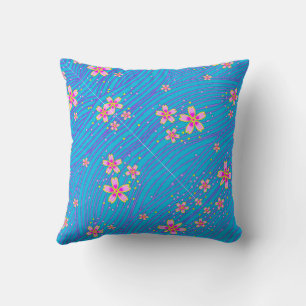 pink purple and blue throw pillow
