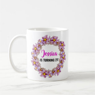 Pink, Purple and Blue Turning 21 Birthday Coffee Mug