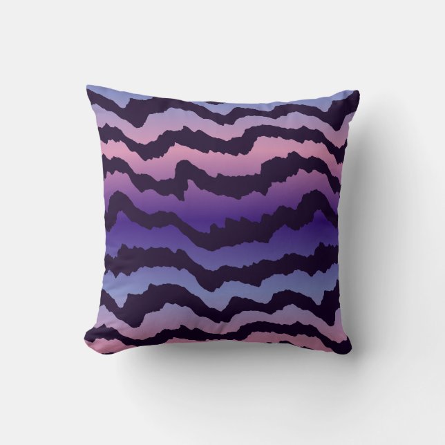 pink purple and blue zebra stripes throw pillow (Front)