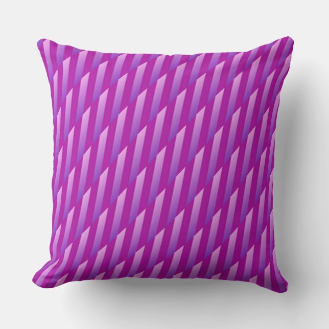 Pink Purple and Fuchsia Abstract Stripes Throw Pillow (Front)