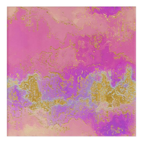 Pink Purple and Gold Abstract Acrylic Print