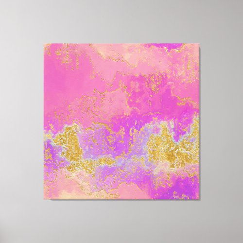 Pink Purple and Gold Abstract Canvas Print