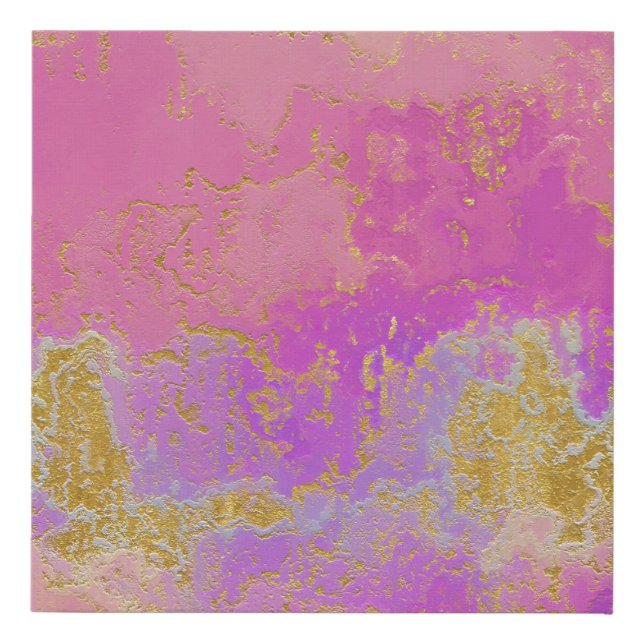 Pink, Purple and Gold Abstract Faux Canvas Print (Front)