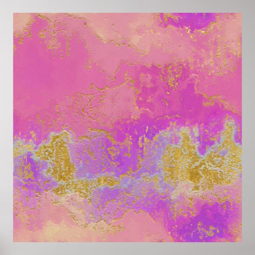 Pink Purple and Gold Abstract Poster