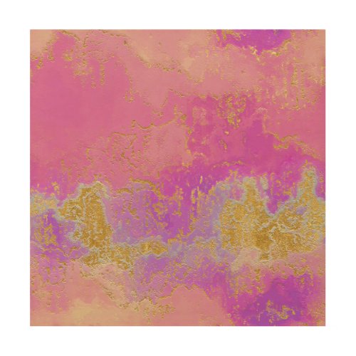 Pink Purple and Gold Abstract Wood Wall Art