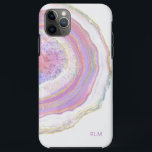 Pink Purple and Gold Marble Geode with Monogram iPhone 11 Pro Max Case<br><div class="desc">Protect your new phone with a modern trendy case featuring a beautiful marble geode pattern. The feminine color scheme includes shades of pink, purple and lavender, gold and a hint of turquoise and blue in this unique design. A text template is included for personalizing this case with your monogram initials...</div>