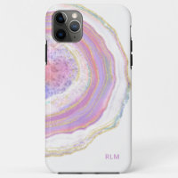 Pink Purple and Gold Marble Geode with Monogram