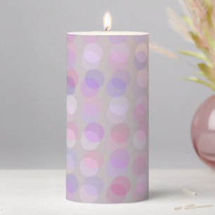 pink, purple and gray dots pillar candle
