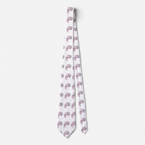 Pink Purple and Gray Paisley Fractal Art Design Neck Tie
