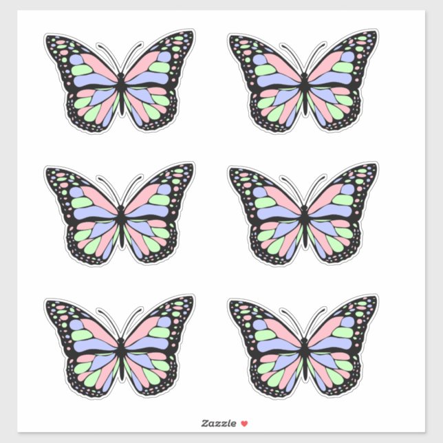 Pink, Purple, and Green Butterfly Sticker (Sheet)