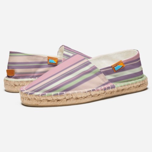 Pink purple and Green Stripes Espadrilles