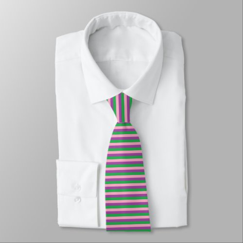 Pink Purple and Green Stripes Tie