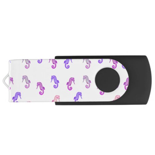 Pink Purple and Lilac Tiny Seahorses Pattern Flash Drive