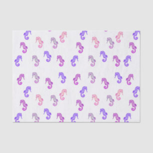 Pink Purple and Lilac Tiny Seahorses Pattern Tissue Paper