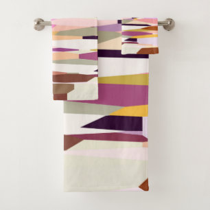 Pink, Purple and Orange abstract Bath Towel Set